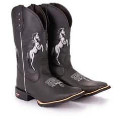 Bota Texana Masculina Country Bico Quadrado Solado De Borracha 2 Cavalos