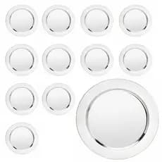 Kit Sousplat Redondo Aço Inox Polido Brilhante 30cm Para Mesa Posta Chique
