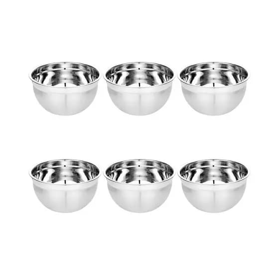 Kit 6 Tigela Bowl Aço Inox Profissional 14 x 7cm Multiuso Utensilio Preparacao Cozinha