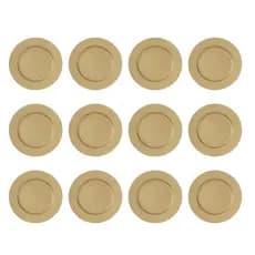 Kit 12 Sousplats Redondos Dourado Liso em Polipropileno 33cm Mesa Posta Chique Decoração de Festa