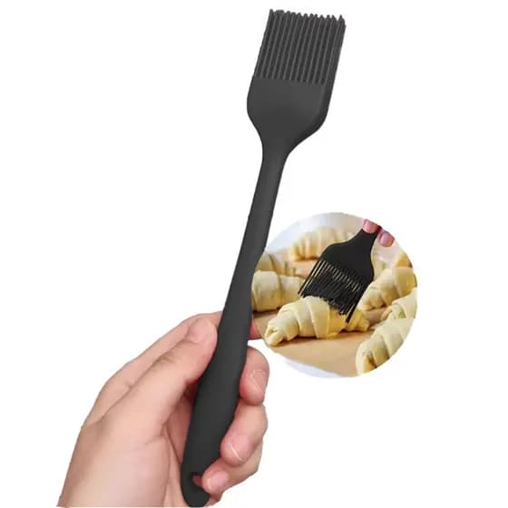 Pincel Culinário 25cm Grande De Silicone Untar Frigideira Preto