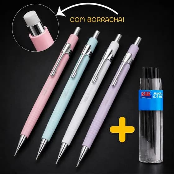 Lapiseira Técnica 0.9 Com Borracha + Grafite Material Escolar Escritorio Papelaria