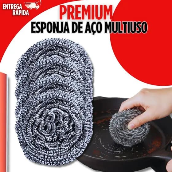 Esponja Aço Lava Louça Não Enferruja Limpeza Pesada Bucha Palha de Aço Panela Gordura Cozinha