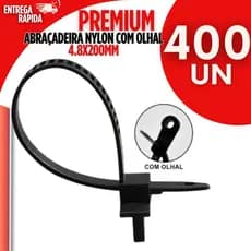400 Abraçadeiras Nylon 4,8x200mm Com Olhal Preta -Presilhas Cintas Plásticas Utilidades
