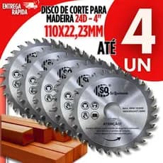 Disco Corte Madeira 24 Dentes 110x22,23mm Serra Circular 4" Esmerilhadeira Makita Profissiona
