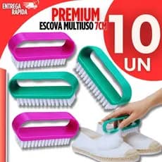 Jogo 10 Escova Multiuso Com Alça Limpeza de Calçados Roupas Banheiro Cozinha Casa Escovinha Premium
