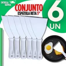 Conjunto 6 Unidades - Espátula Reta 5" Premium Chapa Hambúrguer Lanchonetes Churrasco Premium Utilidades