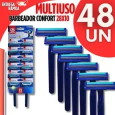 Combo Kit Barbeador Aparelho de Barbear Descartável com 2 Lâminas e Fita Lubrificante Navalha Azul