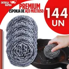 Combo 144 Unid Esponja Aço Lava Louça Não Enferruja Limpeza Pesada Bucha Palha de Aço Panela Grelha