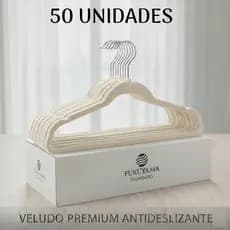 KIT 50 CABIDES DE VELUDO BEGE Ultra Fino Adulto FUKUYAMA Antideslizante Com Gancho Giratório 360