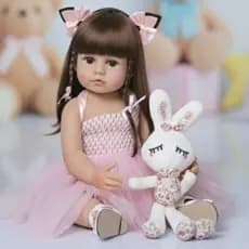 Boneca Reborn com Bichinho de pelúcia New Happy