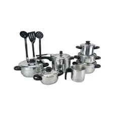 jogo de panela + panela de pressão 4.5L + talheres polido