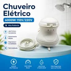 Chuveiro Elétrico 6000W 110V/220V Alta Potência Resistência Durável Instalação Fácil