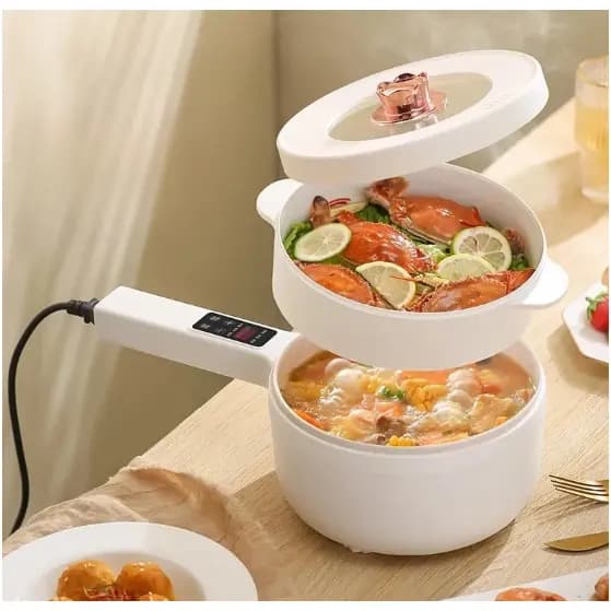 Mini Panela Com Duas Camadas Eletrica Multifuncional Antiaderente com vaporizador 110V VICCOLI