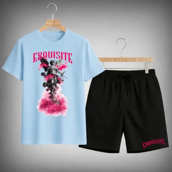 Conjunto Masculino Short + Camiseta Estampa Moderna Exclusiva