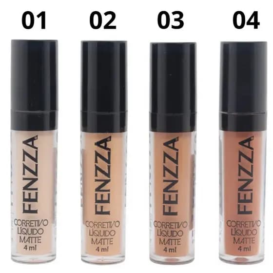 Corretivo Líquido Matte Fenzza Alta Cobertura 4ml    KIT 4 UNIDADES