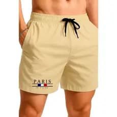 Short Praia Short Masculino Praia Bermuda Tactel Praia Verão Estampado Paris Slim Fit