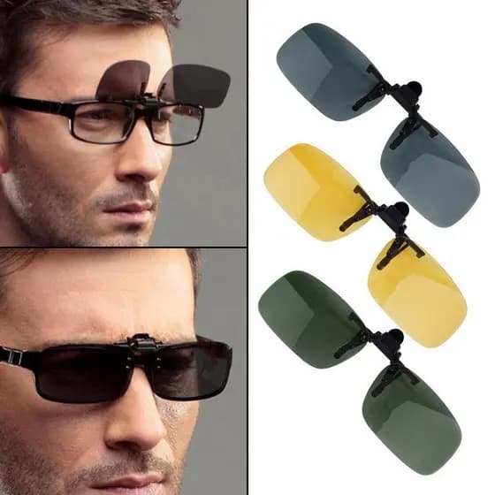 Clip on Glasses Lens Unisex Fashion Driver Night Vision Clip-on Flip-up Lens Sunglass Driving Glasses