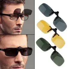 Clip on Glasses Lens Unisex Fashion Driver Night Vision Clip-on Flip-up Lens Sunglass Driving Glasses