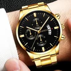 Negócios Quartz Relógio De Pulso De Aço Inoxidável Data Do Calendário Couro Luxo Homens Venda