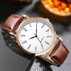 Relógios Homens Observam Cinto De Couro Para Numerais Casuais De Negócios Pulseira De Quartzo Moda Ultra Fina