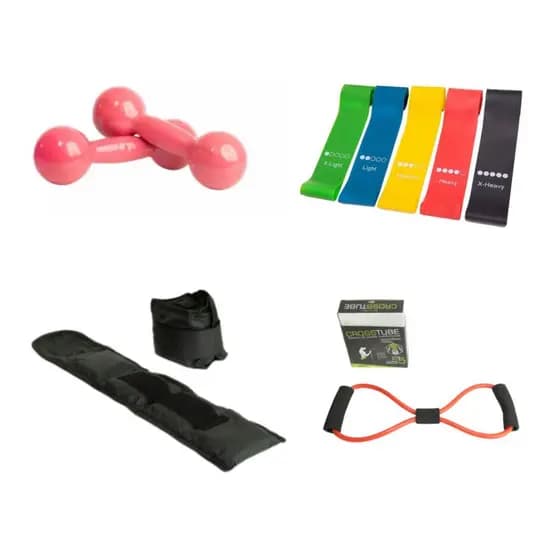 Kit Para Halter 1Kg Pesos Emborrachados Academia Caneleira 1Kg Kit Theraband Elástico Multifuncional