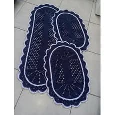 Jogo de cozinha com 3 peças, Tapetes em crochê Passadeira e dois tapetes 100% artesanais para sua cozinha ou quarto