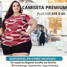 Blusinhas Manga Curta Estampadas Plus Size - G1 ao G5