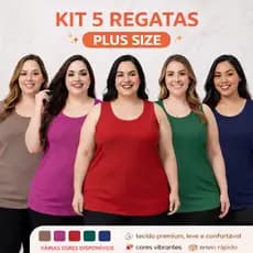 KIT 5 REGATÃO Plus Size cores lisas alça regatão verão Fresquinhas Viscolycra Elegante All Curve