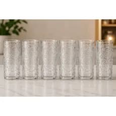 Conjunto de copos de vidro transparente decorado com flor flores 6 peças para suco água de cozinha grande copo jogo
