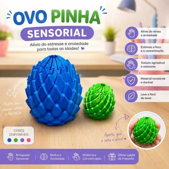 Ovo Pinha Sensorial Ant Estresse /Brinquedo Ovo Fidget Toy Sensorial Para Autista/TDAH Anti Estresse Relaxante