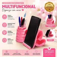 Suporte para Celular+Porta Canetas Multifuncional