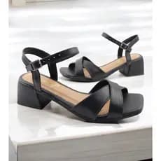 Sandália Feminina Salto Baixo 5cm Social Com Fecho de Fivela Palmilha Macia Tendencia Verão 2025