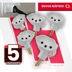 Adaptador Tomada DNA T 3 Saídas 10a 2 Pinos Bipolar Benjamin 1/2/3/4/5 Resistente Bivolt universal