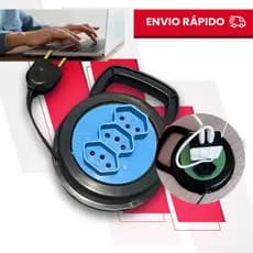 Extensão Elétrica 3/5 Metros redonda Cabo Bivolt Retrátil Tomadas 110/220v 10A cor sortida