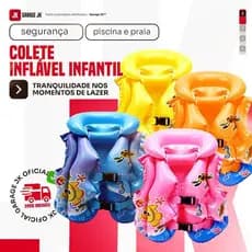 Boia Colete natação Flutuante infantil Salva Vidas Inflável Piscina Praia lagos Criança10KG Até 25KG