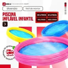 Piscina Inflável Infantil redonda 61/118 Litros 3 Anéis Para Água Bolinhas Redonda Criança