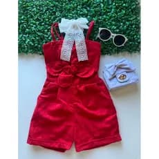 macaquinho infantil linho com flor roupa de criança  menina