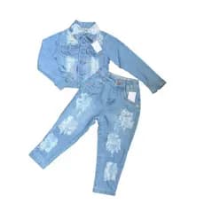 conjunto  infantil  jeans 2 peças roupa de frio moda blogueirinha mini diva roupa infantil menina