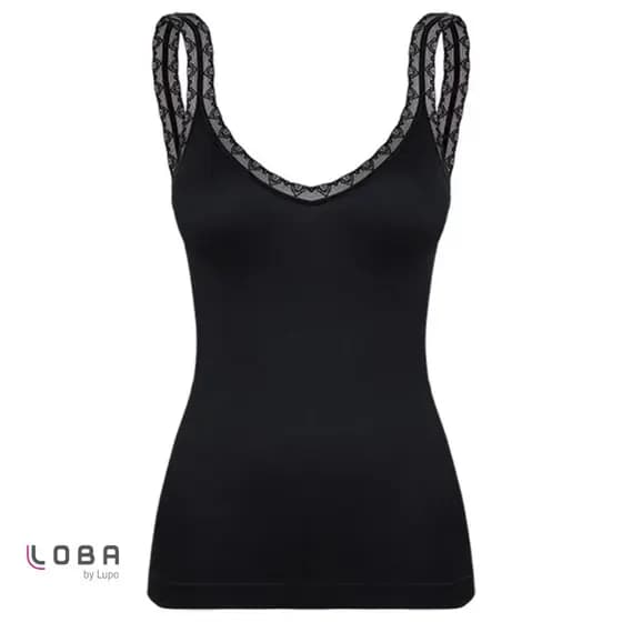 Blusinha Lupo Feminina Regata Loba Sem Costura Com Renda