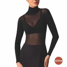 Camiseta Fio 40 Gola Alta Selene Manga Longa Lisa Segunda Pele Basica Feminina Inverno