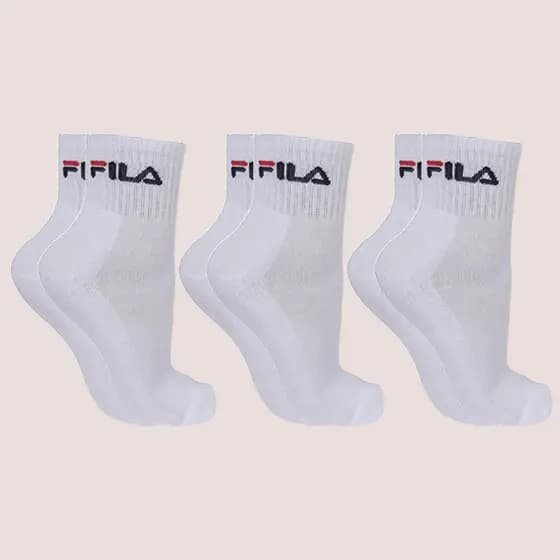 Kit 3 Meias Fila Cano Médio Tripack Unisex Faixa Tensora e Conforto Total Para Corrida