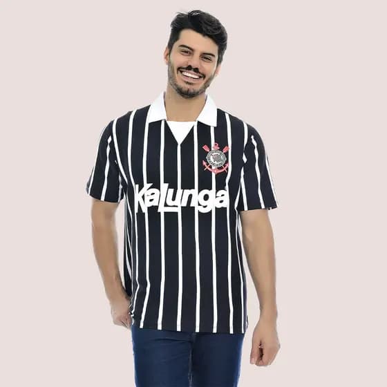 Camiseta 1990 Corinthians Masculina Confortável Oficial Licenciado Corinthians Kalunga Retrô