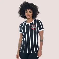 Camiseta Corinthiana Oficial Corinthians Retrô Listrada 1982 Democracia Feminino