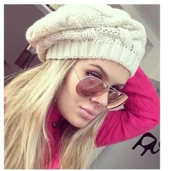 Boina Trança de Lã Feminina Gorro Touca Beanie Caidinha