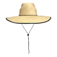 Chapéu De Praia Surf Palha Natural Com Cordão Sombreiro Verão Nacional