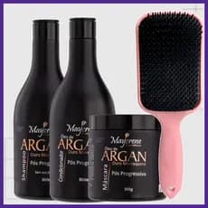 Tratamento Cabelo Kit Pós Progressiva Óleo de Argan Shampoo, Condicionador E Máscara Maycrene