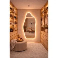 Espelho Orgânico grande luxo LED Luz Quente – Estilo Luxo Minimalista decoração Pinterest