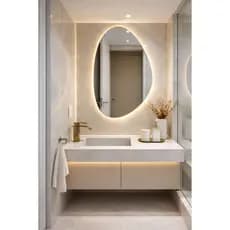 Espelho LED Orgânico Luz Quente Decorativo Banheiro Quarto Estilo Luxo