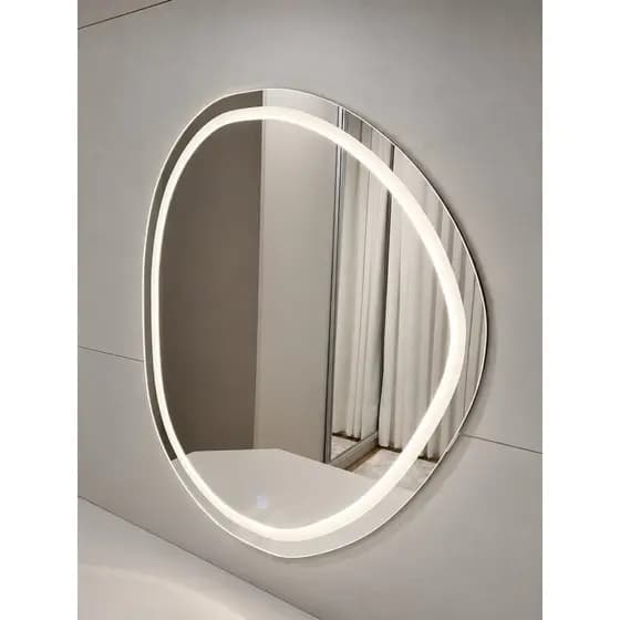 Espelho Orgânico LED  Touch 3 Tons de Luz Banheiro Quarto Decorativo Premium